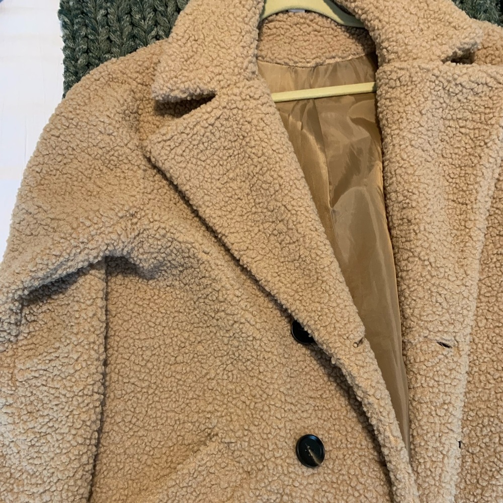 Fleece teddy long coat